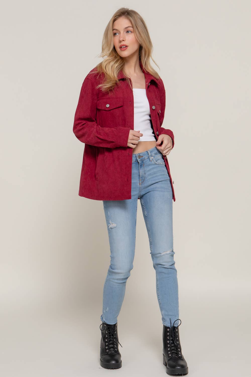 BURGANDY CORDUROY SHACKET