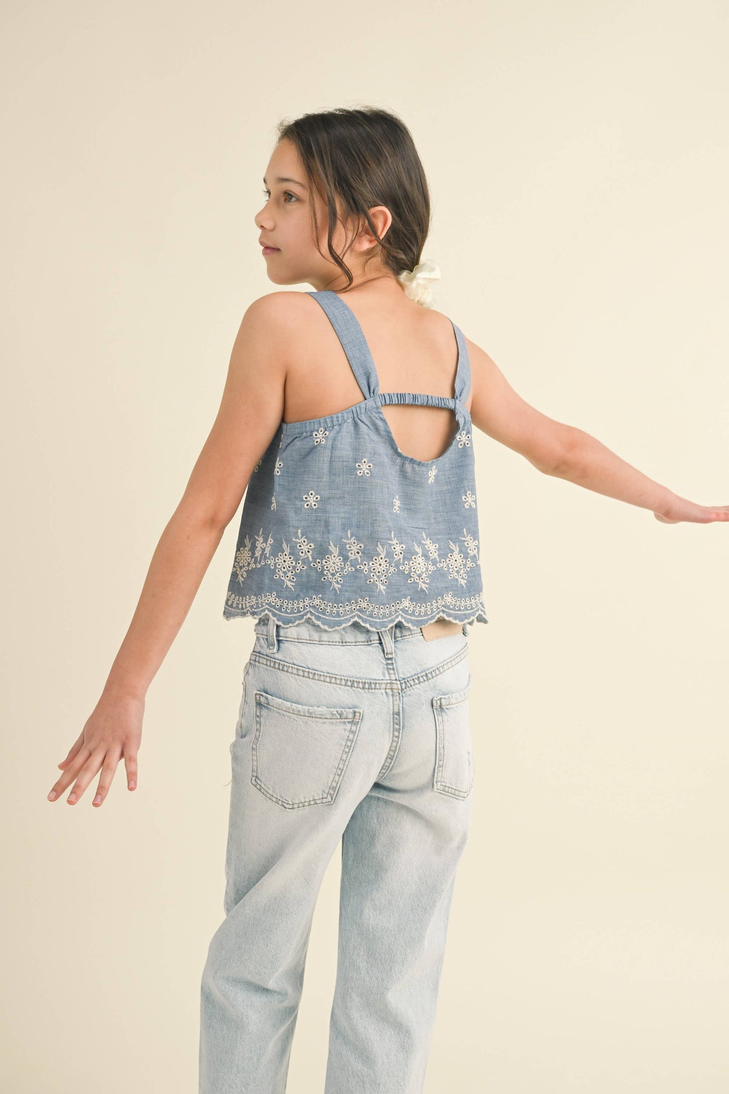 TWEEN KIDS GIRLS BABYDOLL BACK CUTOUT TOP (7/8-14)