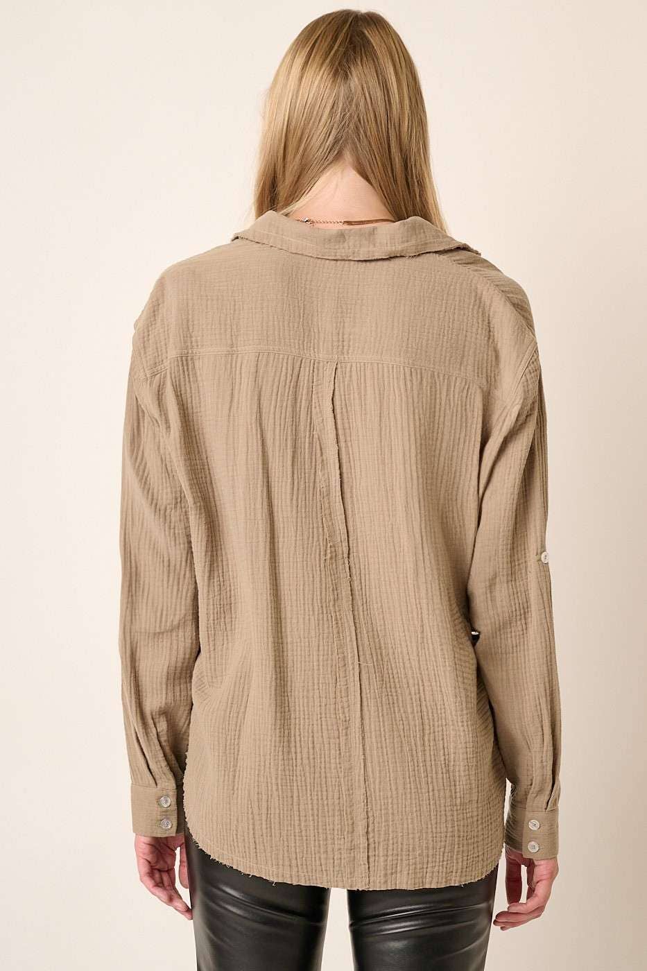 SABLE GAUZE BUTTON DOWN