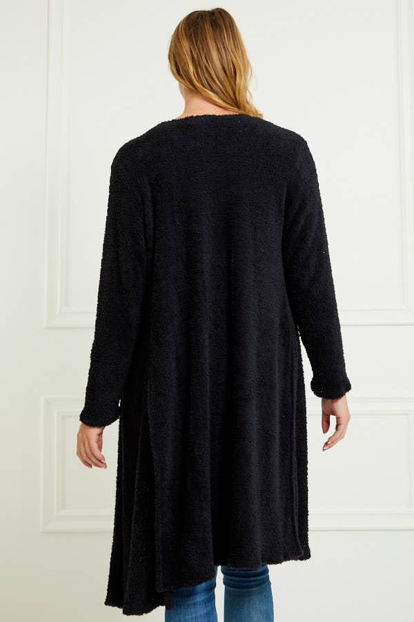 BLACK FUZZY  CARDIGAN