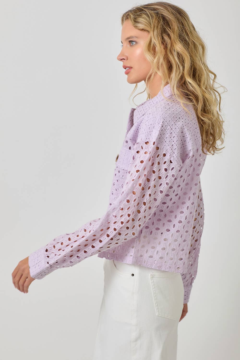 LAVENDER MIXED EYELET JACKET