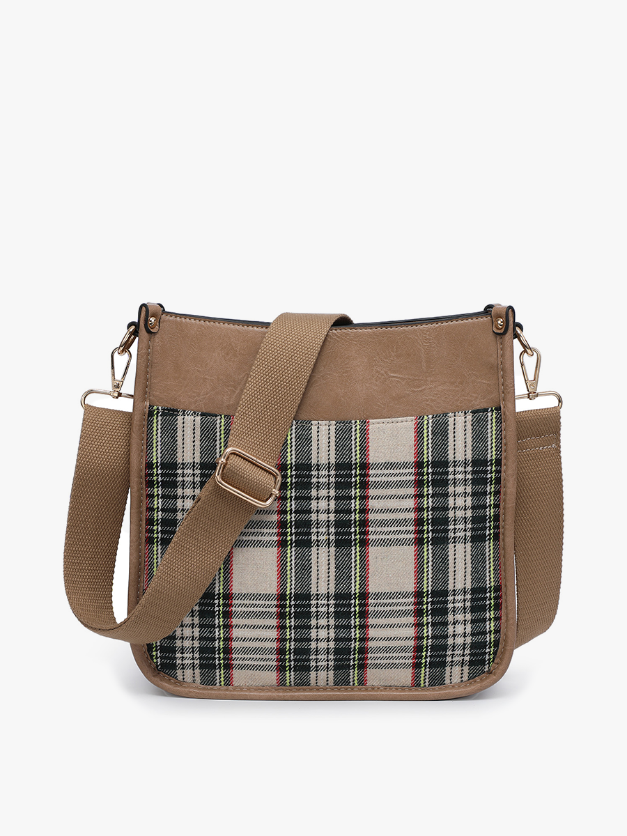 RED POSIE PLAID CROSSBODY WITH REMOVABLE STRAP