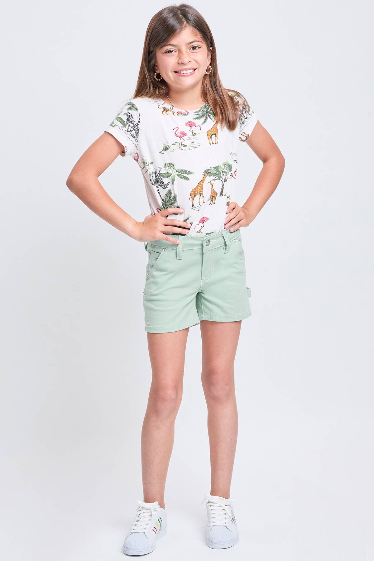 TWEEN GIRLS CONTRAST STITCH CARPENTER SHORTS (7-14)