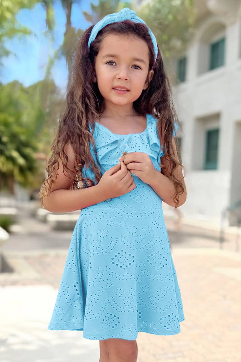 SKY EYELET DRESS WITH MATCHING HEADBAND