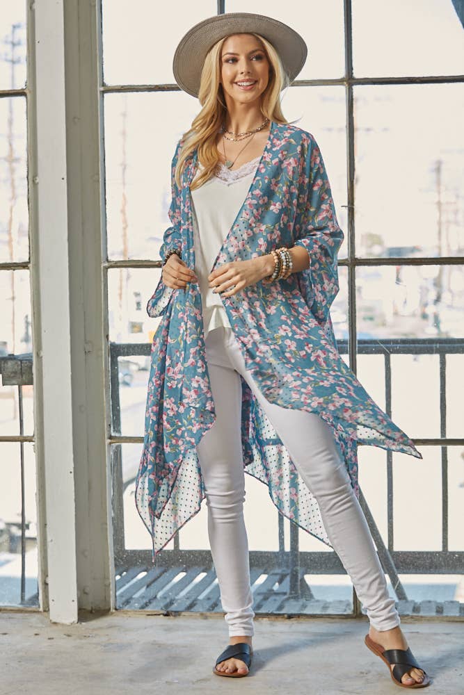 Chiffon Floral Print Kimono