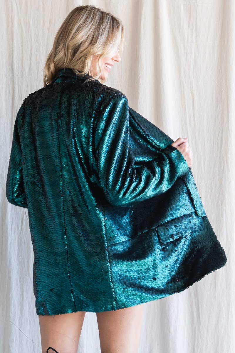 EMERALD SEQUIN BLAZER