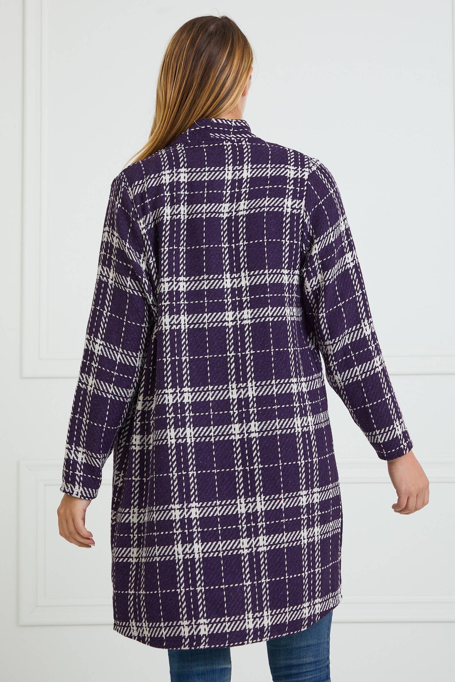 PLUM PLAID CARDIGAN