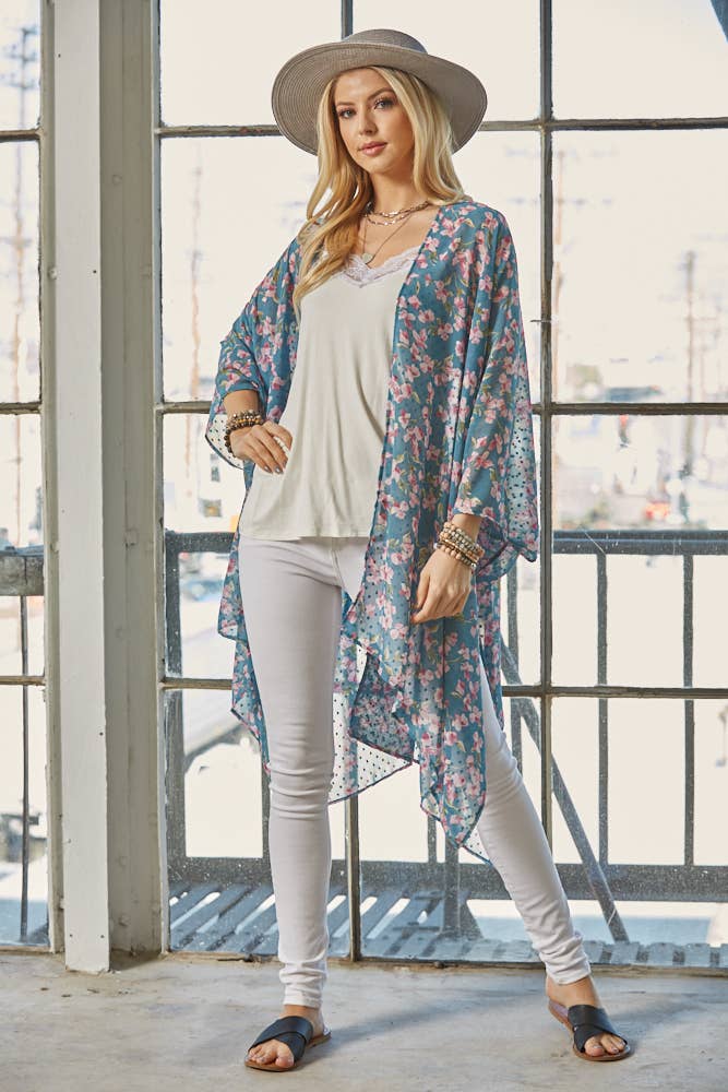 Plus Chiffon Floral Kimono