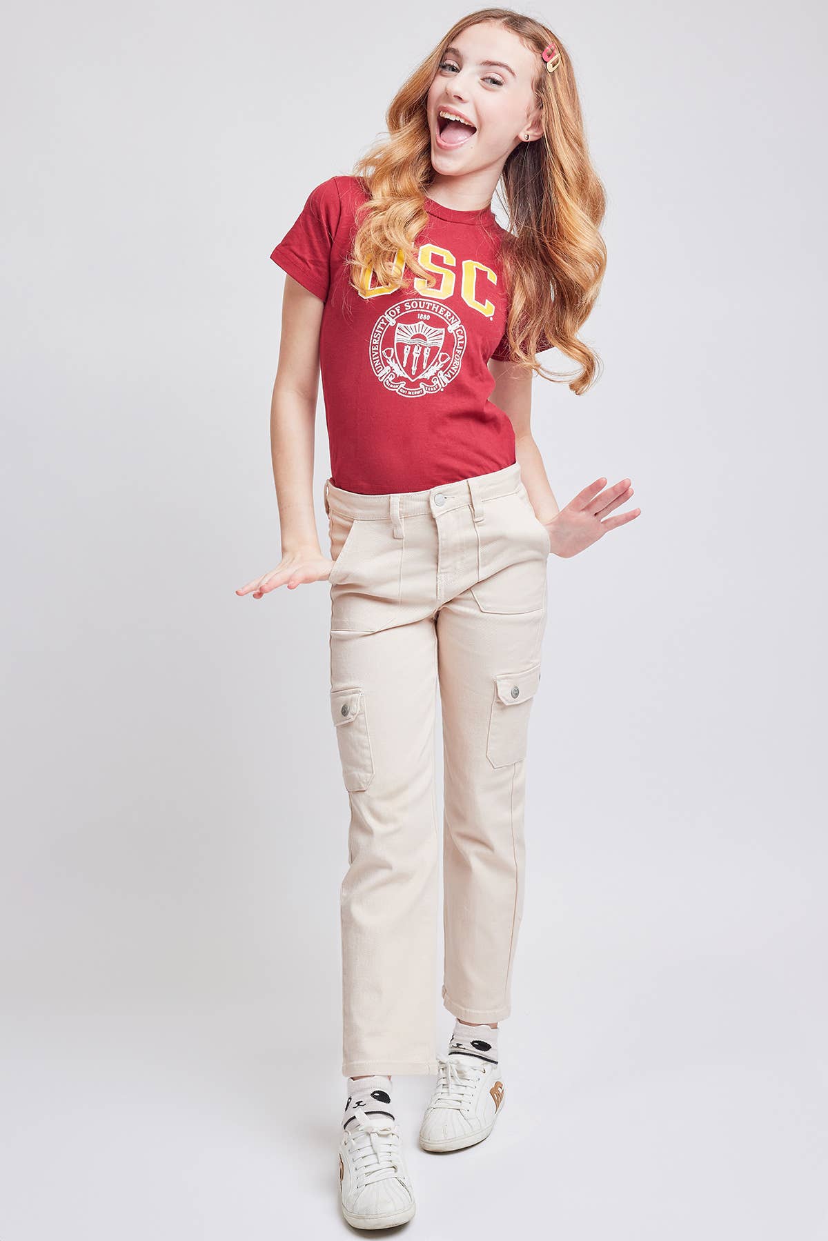 GIRLS ECRU CARGO PANT