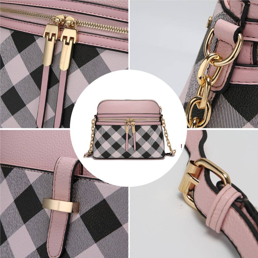 MKF Collection - MKF Collection Suki Checkered Crossbody Bag by Mia K.: Black