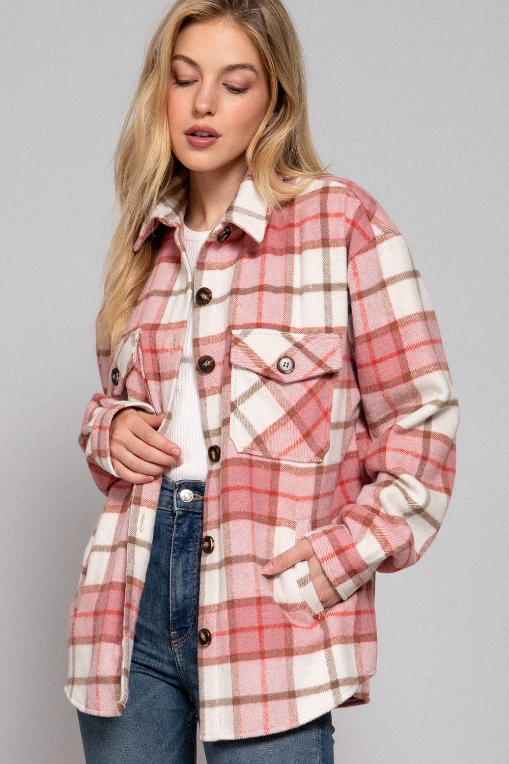 PINK PLAID SHACKET