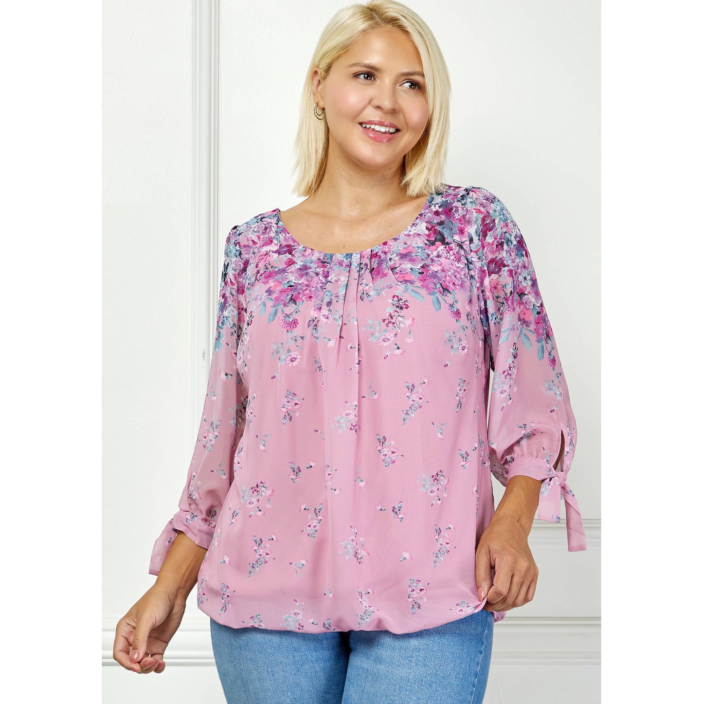 PLUS SOFT ROMANCE FLORAL BLOUSE