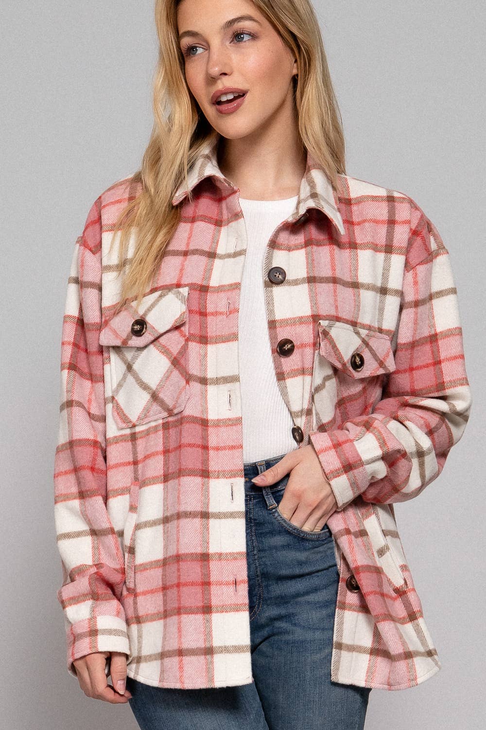 PINK PLAID SHACKET