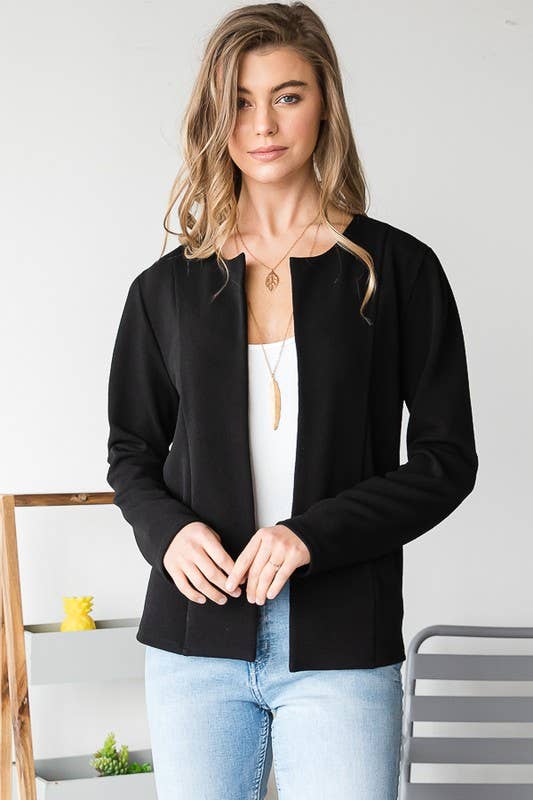 BLACK NO LAPEL BLAZER MISSY & PLUS