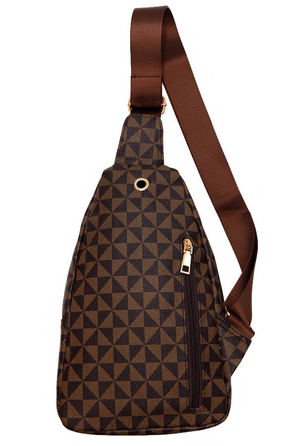 BROWN TRIANGLE CHECKERED SLING