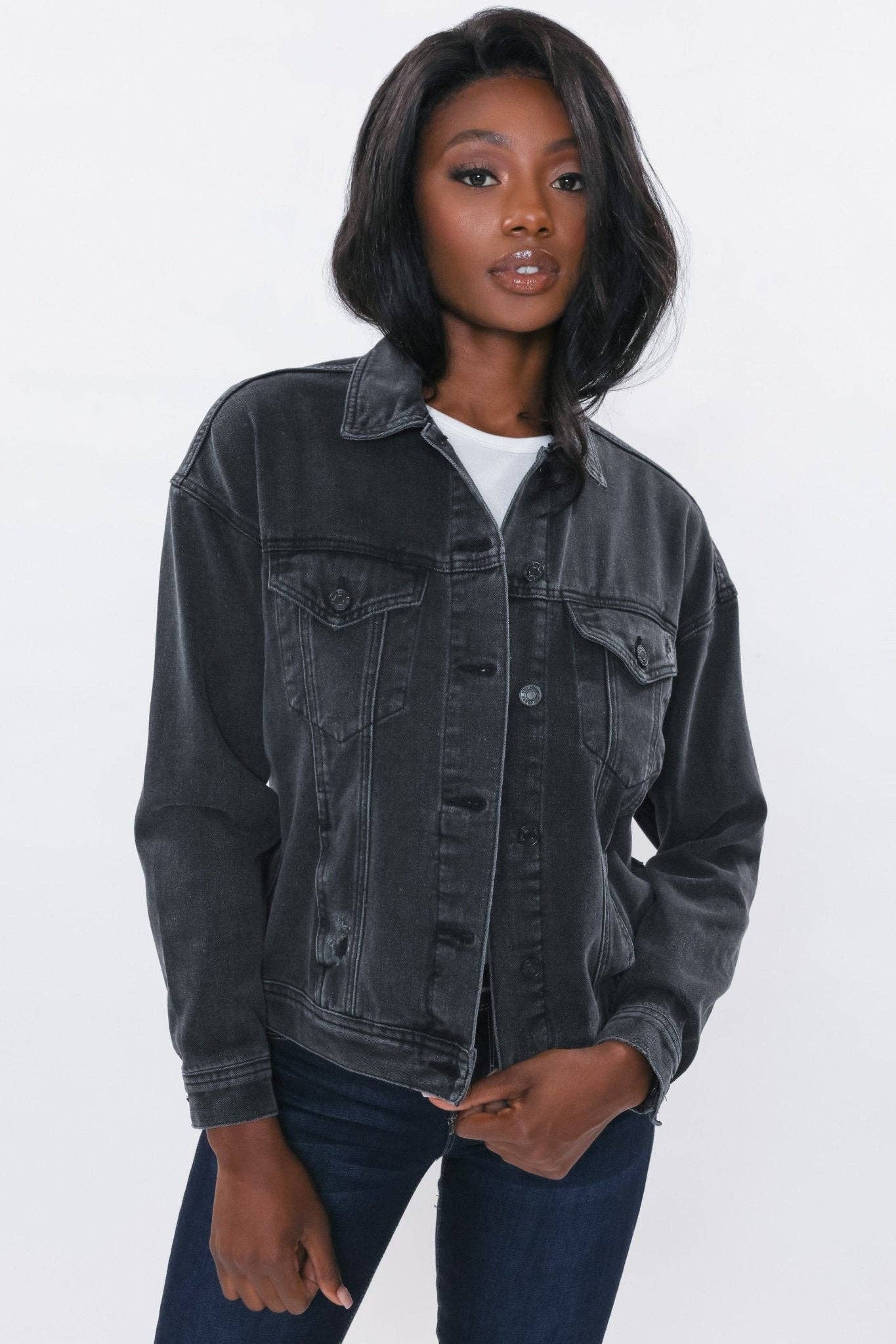 BLACK SALT WASH OVERSIZED BOYFRIEND