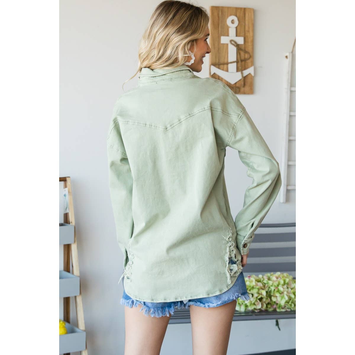 SAGE DISTRESSED SHACKET