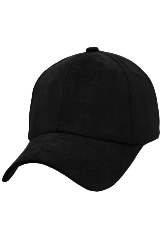 BLACK FAUX SUEDE CAP