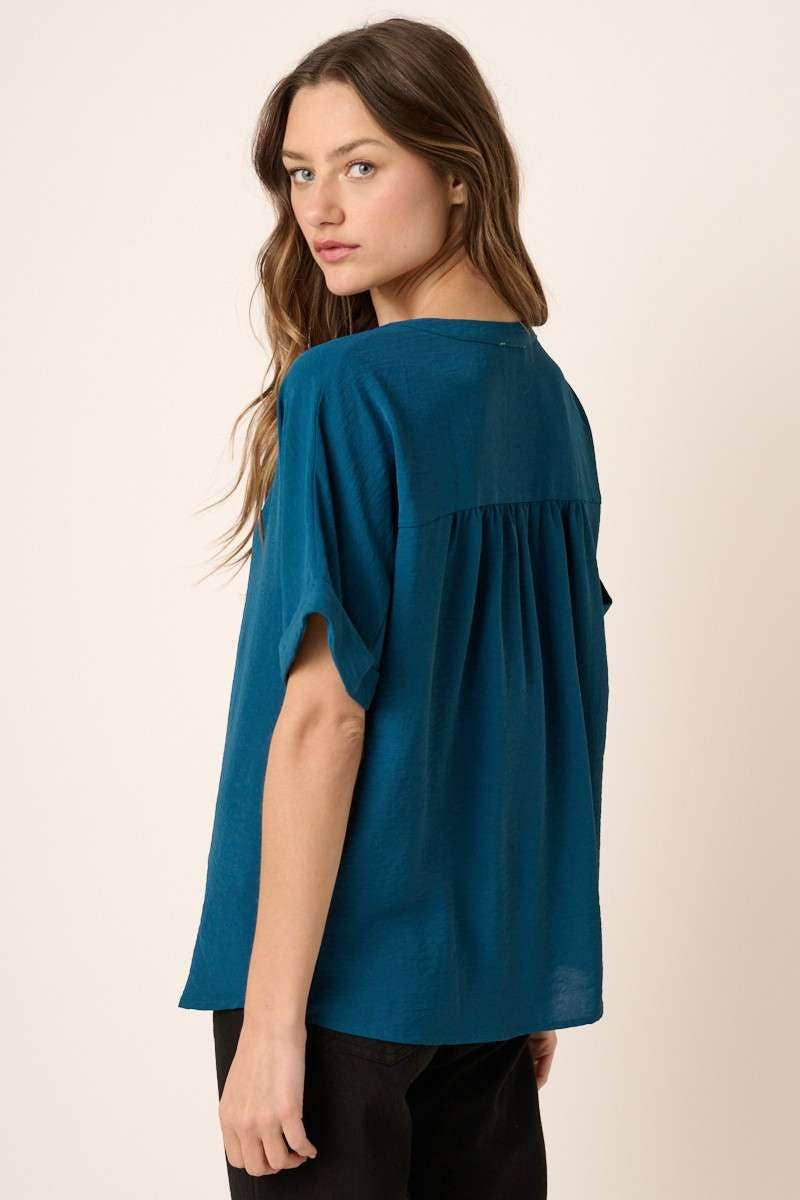 TEAL AIRFLOW PLACKET DOLMAN SLEEVE