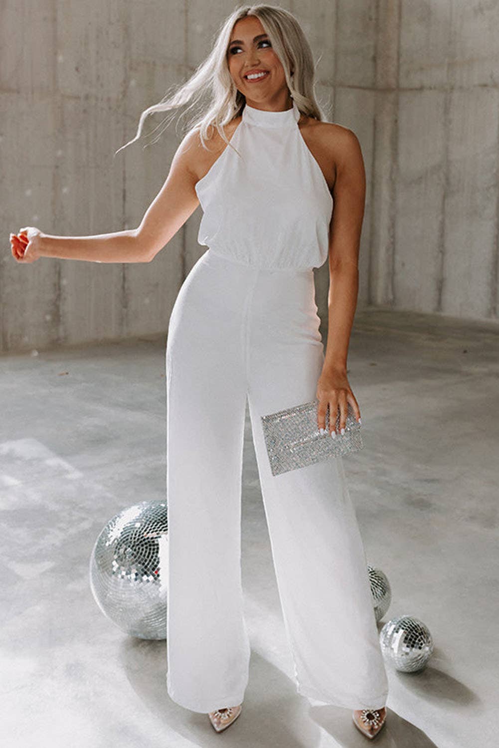 WHITE SATIN JUMPSUIT