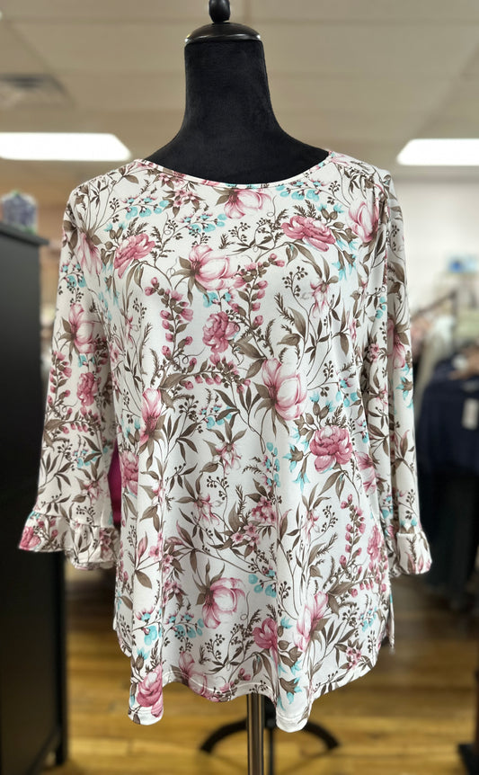 MISSY AND PLUS WHITE PINK LATTE TOP