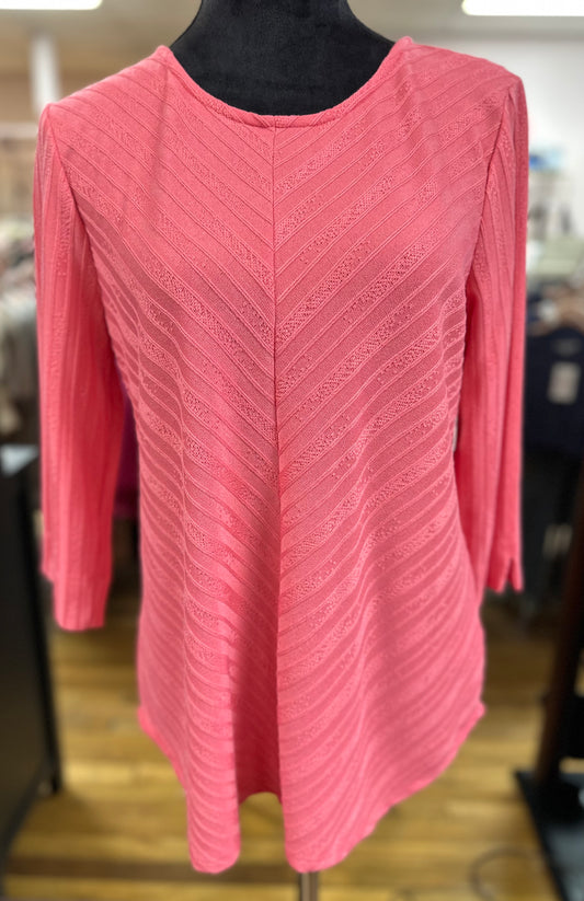 MISSY AND PLUS 3/4 SLEEVE CORAL ISLAND TOP