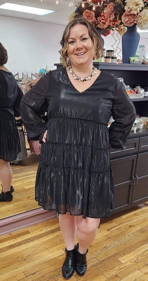 SHIMMER BLACK PLUS DRESS