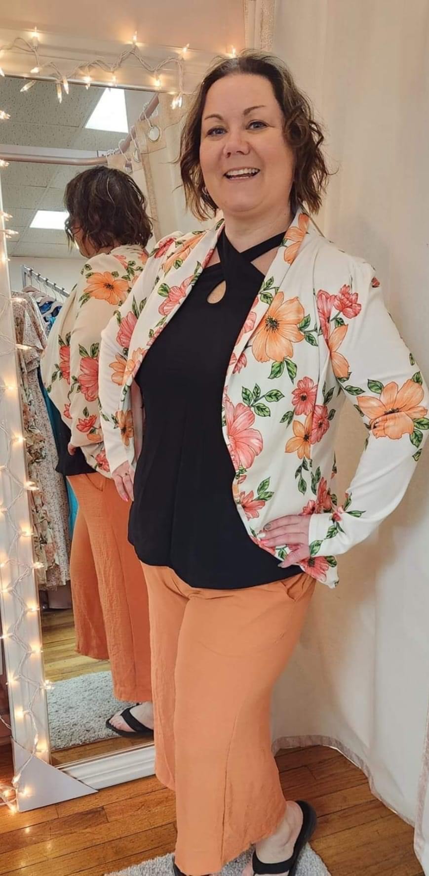 PLUS MULTI COLOR FLORAL OPEN BLAZER