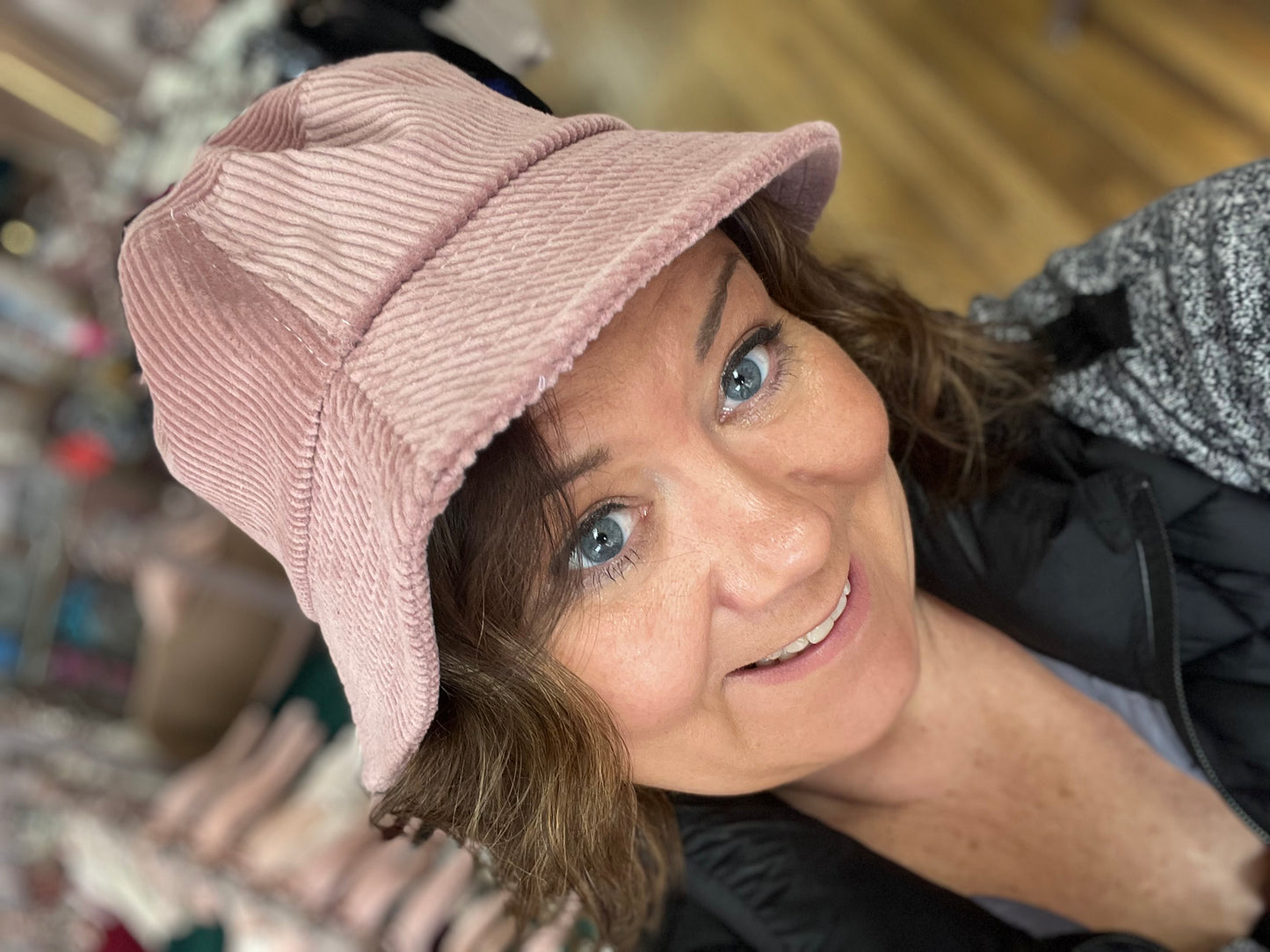 Pink Corduroy Bucket Hat