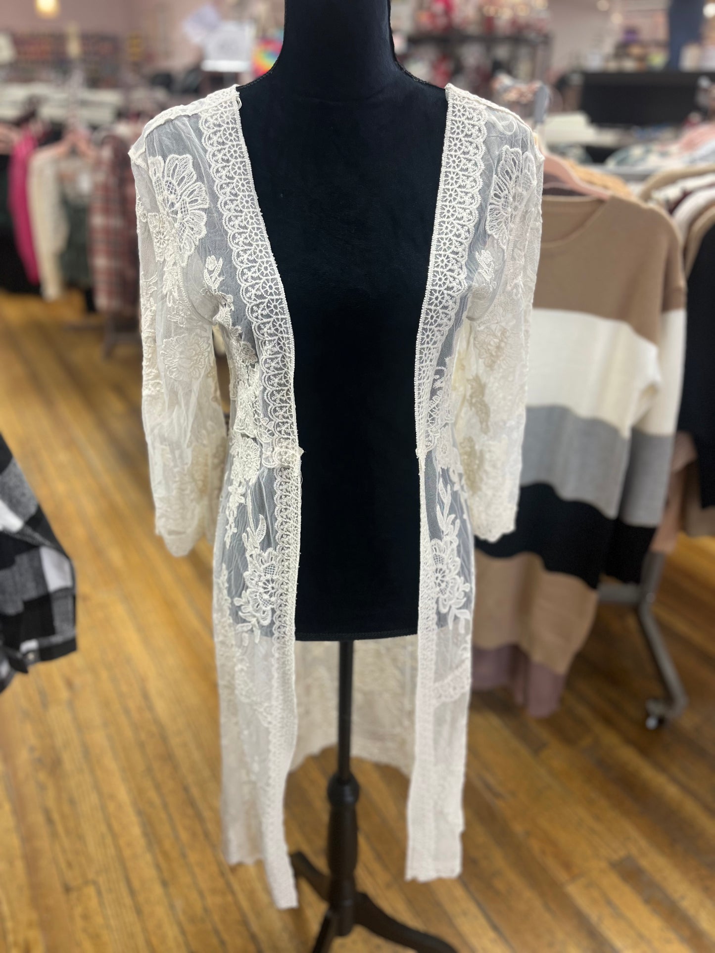 LACE DUSTER CARDIGAN NATURAL