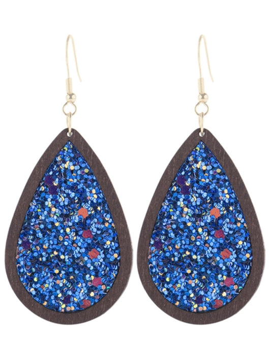 SAPPHIRE SEQUIN GLITTER TEARDROP EARRING