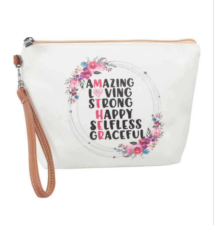 PRINT COSMETIC BAG W/ WRISTLET