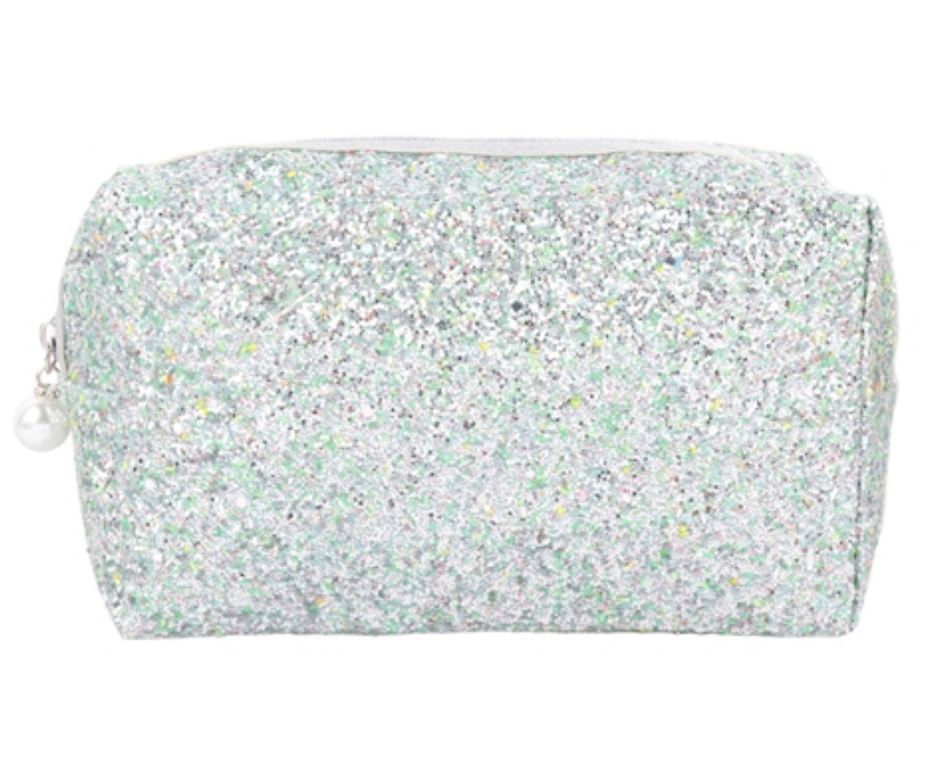 GLITTER PEARL ZIPPER COSMETIC BAG