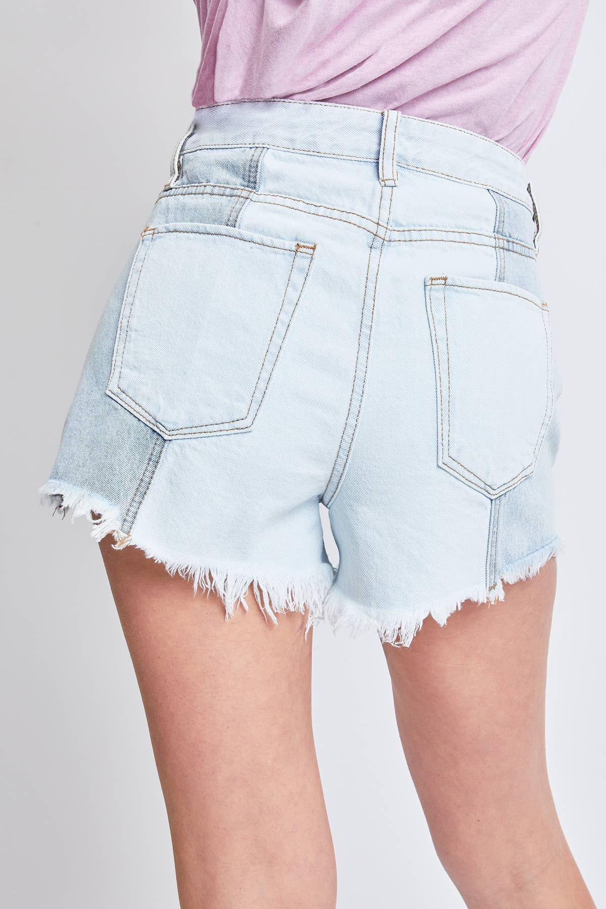 YMI Junior High-Rise Colorblock Denim Short