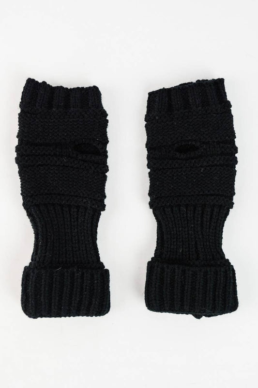 Ribbed Knit Handwarmers BLACK