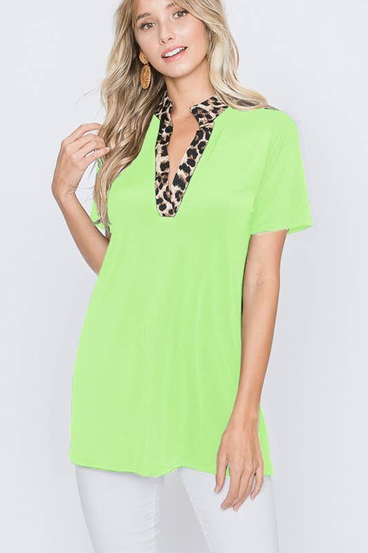 NEON LIME ANIMAL COLLAR TOP