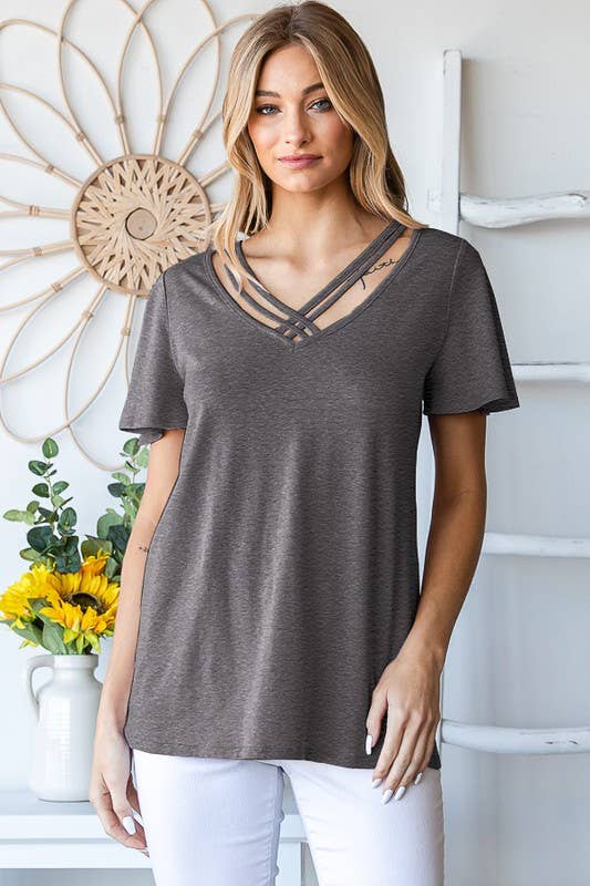 CHARCOAL PLUS CRISSCROSS SOLID TOP