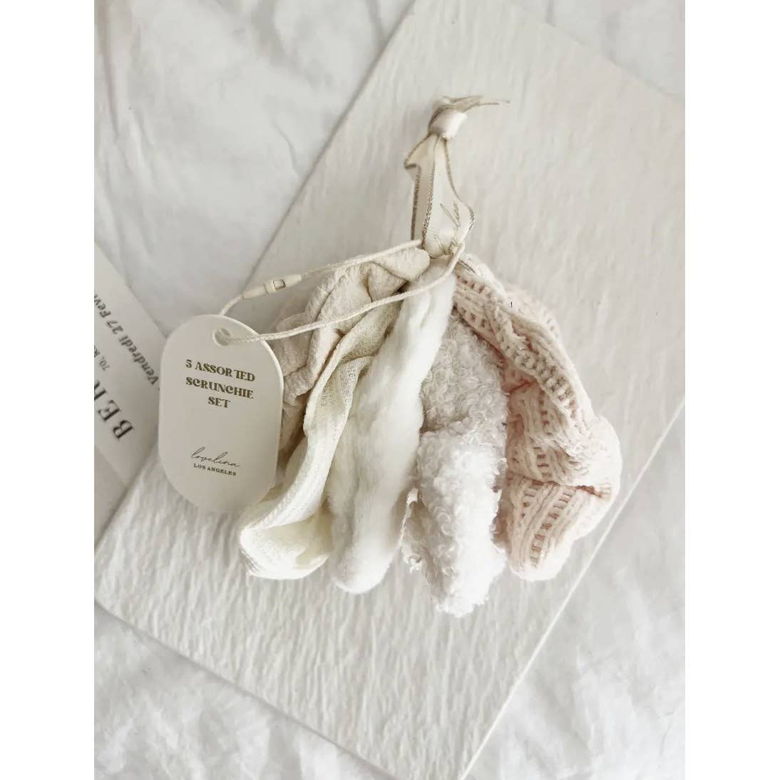 IVORY VELVET SOFT SCRUNCHIES SET - GABI