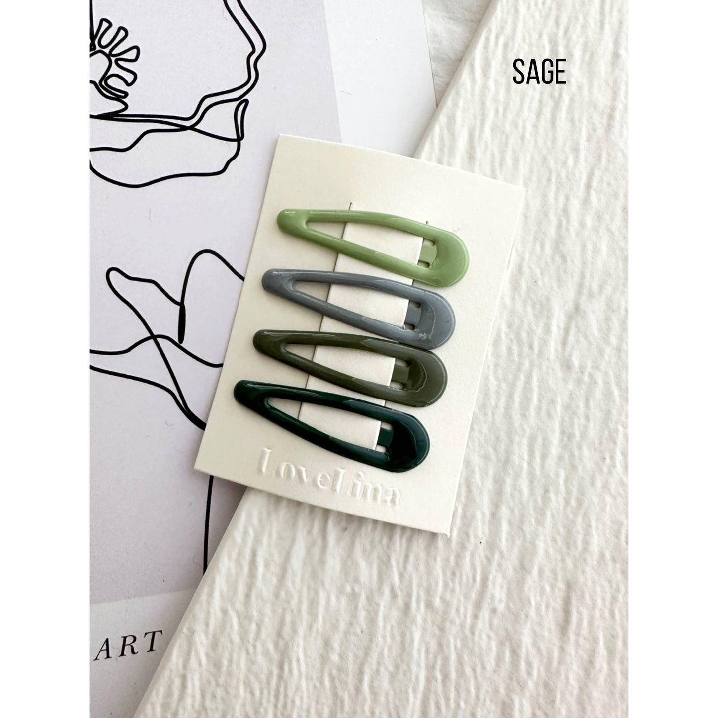 Sage Glossy 4PC Hair Clips - DAMI