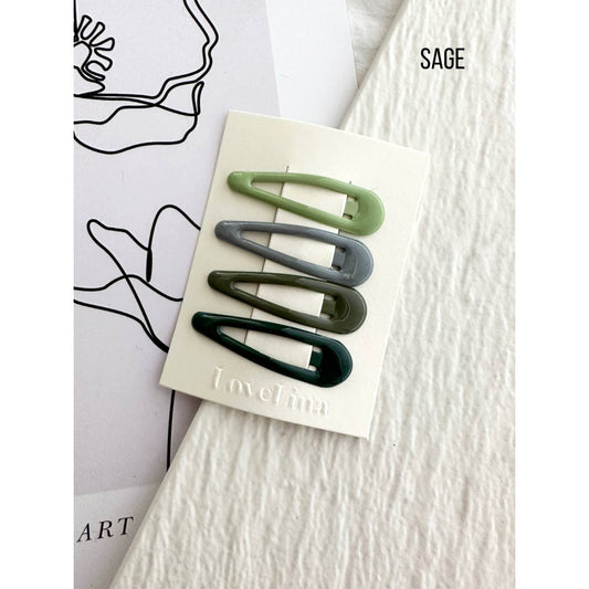 Sage Glossy 4PC Hair Clips - DAMI