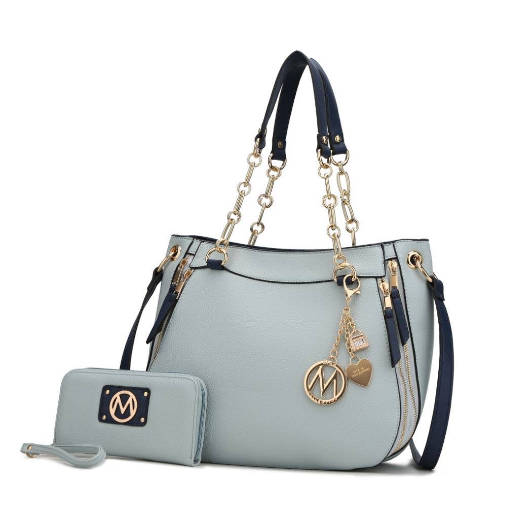 MKF LIGHT BLUE HANDBAG WITH WALLET