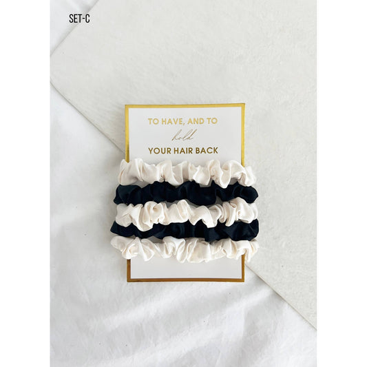 BLK/WHT 5PC Scrunchies Set - GIA