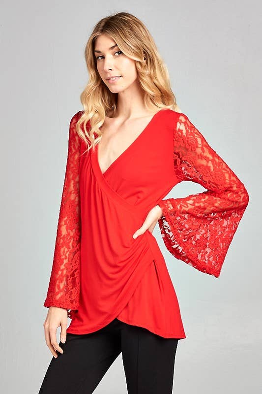 Lace Bell Sleeves Tunic Top