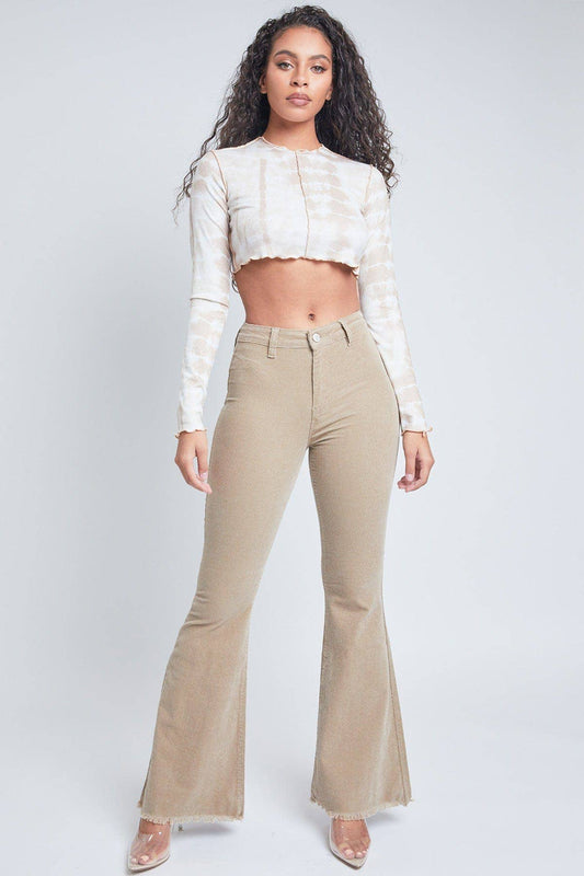 Junior Chloe Taupe Tube Corduroy Flare Jean