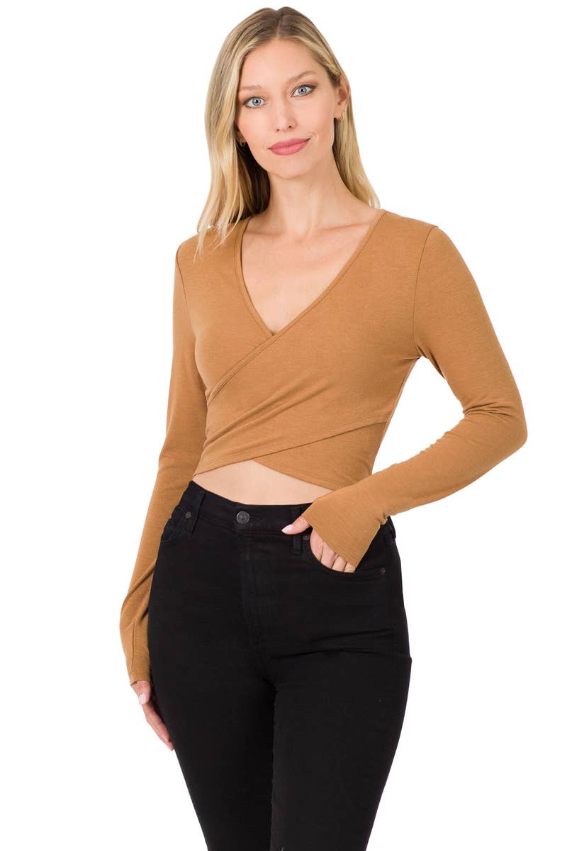 DEEP CAMEL TWIST FRONT CROP TOP