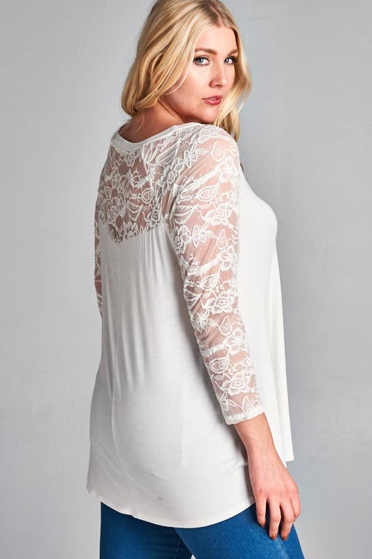 Plus Floral Color Lace Tunic Top