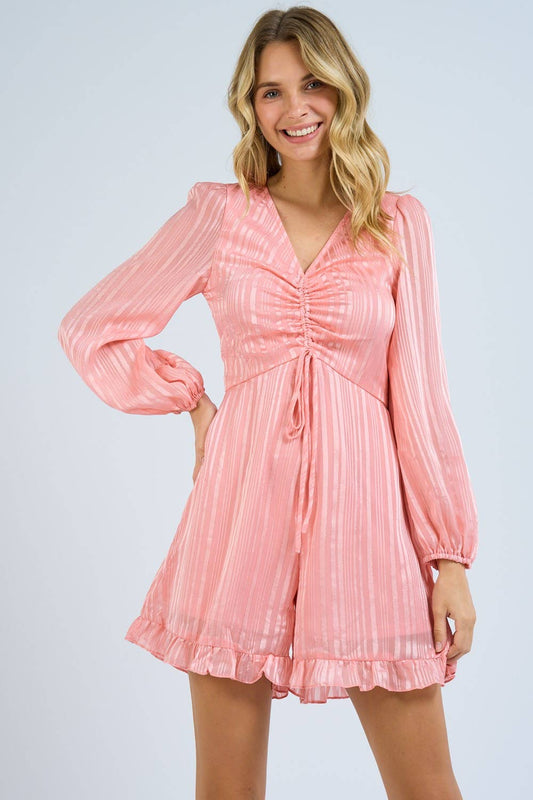 METALLIC STRIPE ROMPER SALMON