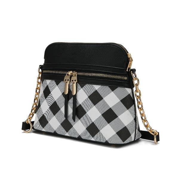 MKF Collection - MKF Collection Suki Checkered Crossbody Bag by Mia K.: Black