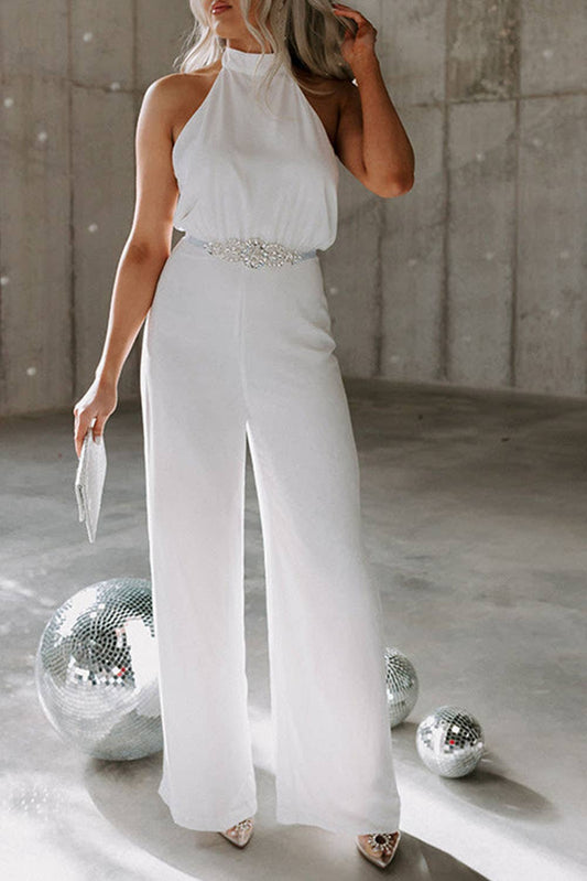 WHITE SATIN JUMPSUIT