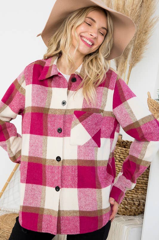 PLUS FUCHSIA PLAID  SHACKET